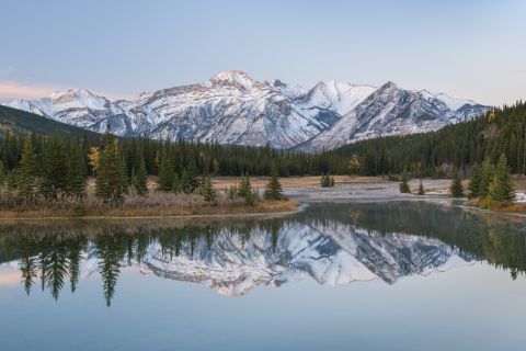 Mountain range reflecting in Cascade Ponds