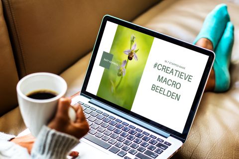 Vrouw bekijkt webinar op laptop